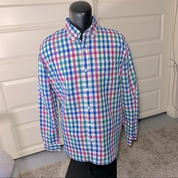 OLD Navy Plaid Casual Button Down Shirt Long Sleeve Men's XXL Cotton Blue White - Picture 5 of 12